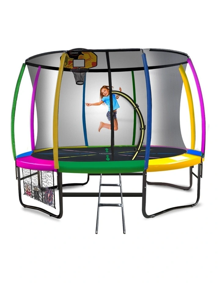 Kahuna Trampoline 10 ft with Basketball Set - Rainbow image 1