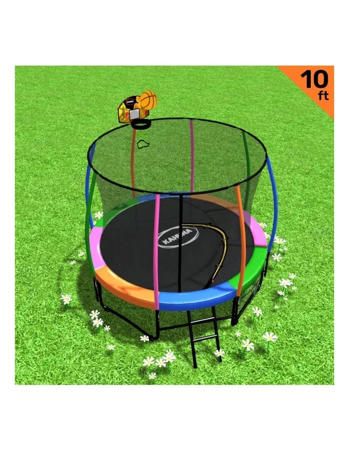 Kahuna Trampoline 10 ft with Basketball Set - Rainbow image 3