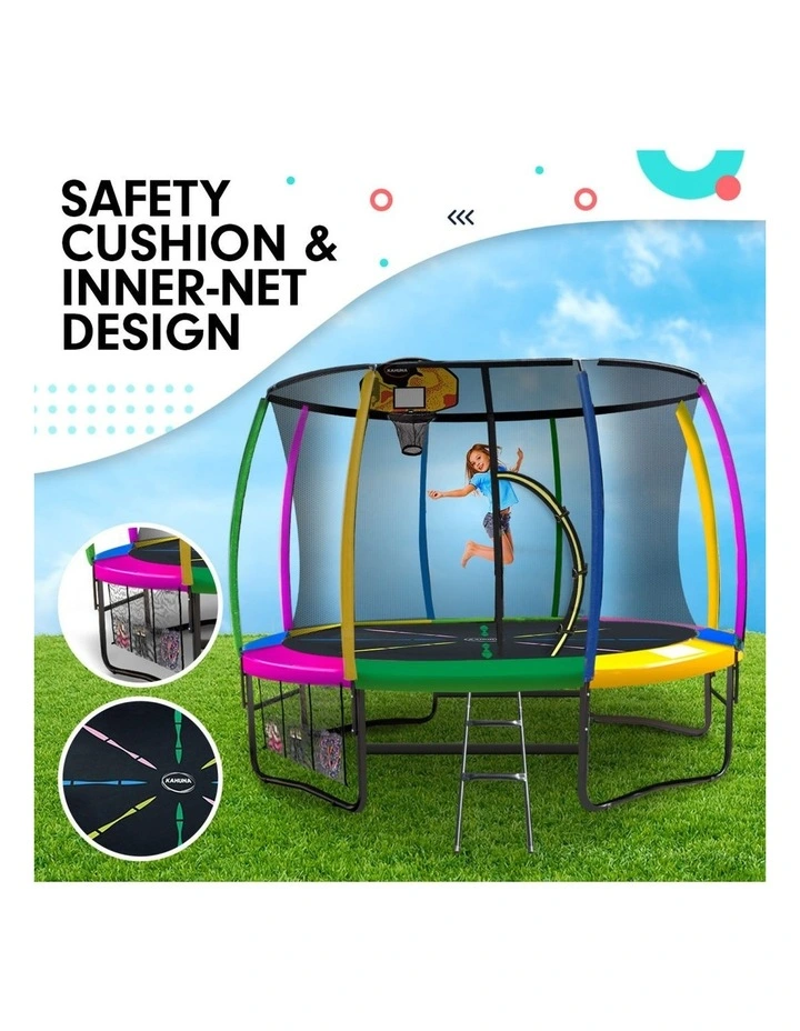 Kahuna Trampoline 10 ft with Basketball Set - Rainbow image 5