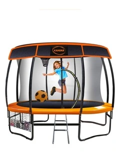 Kahuna Trampoline 10 ft with Basket ball set and Roof-Orange Blue
