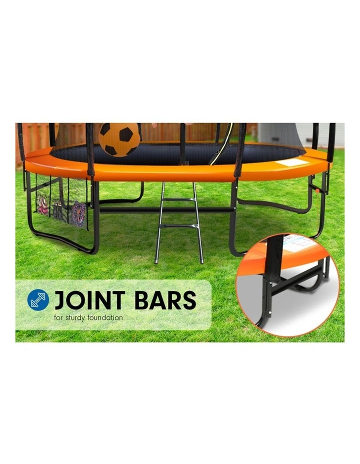 Kahuna Trampoline 10 ft with Basket ball set and Roof-Orange Blue image 7