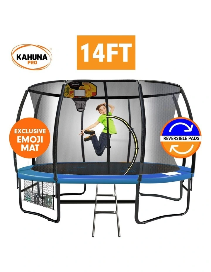 Kahuna Pro 14 ft Trampoline with Mat, Reversible Pad, Basketball Set image 3