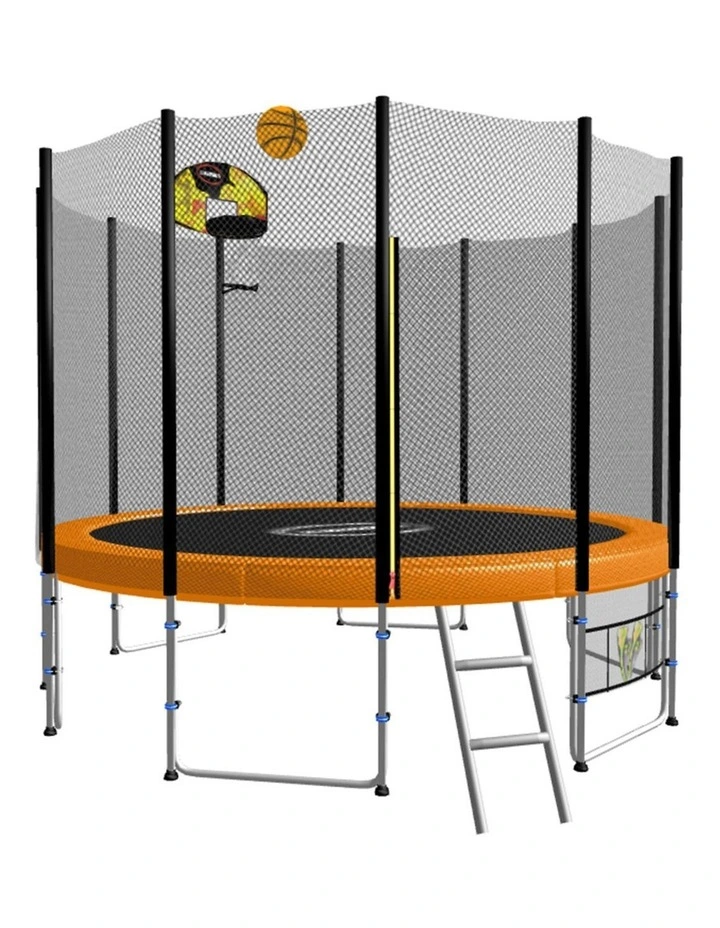 Kahuna 8 ft Round Spring Trampoline Free Safety Net Pad Basketball - Orange image 1