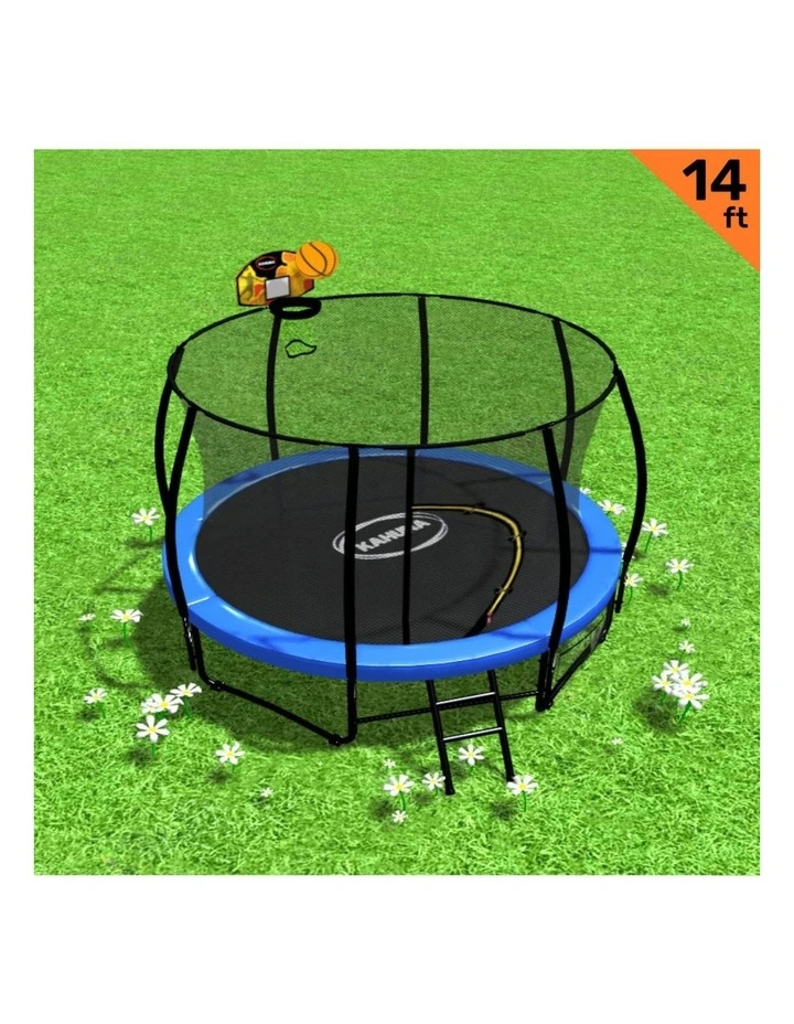 Kahuna Trampoline 14 ft with Basketball Set - Blue image 4
