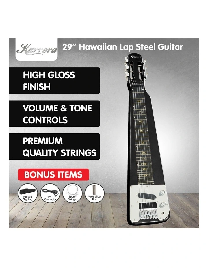 29in 6-String Lap Steel Hawaiian Guitar in Black image 2