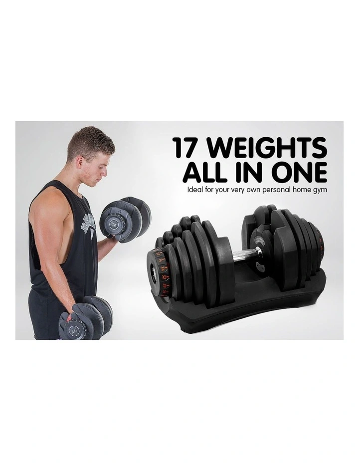 40kg Powertrain Adjustable Dumbbell Home Gym w/ Adidas Bench 10437 image 6