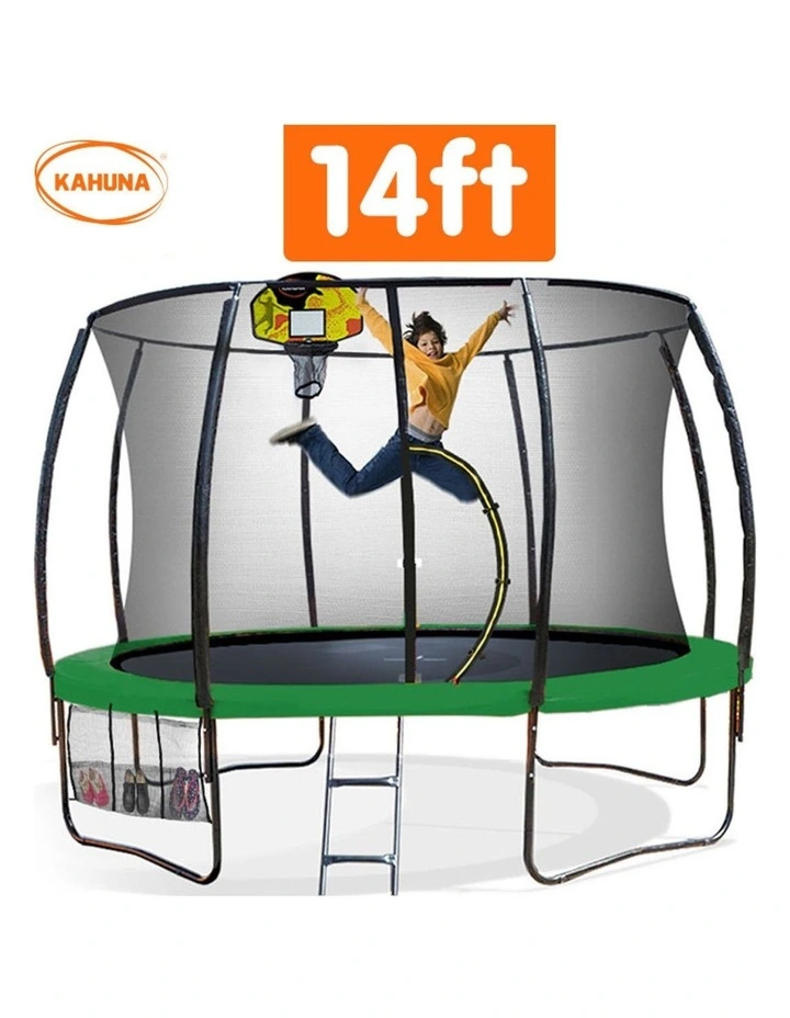 Kahuna Trampoline 14 ft with Basketball Set - Green image 2