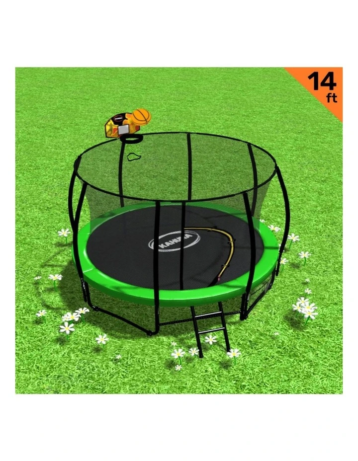 Kahuna Trampoline 14 ft with Basketball Set - Green image 4
