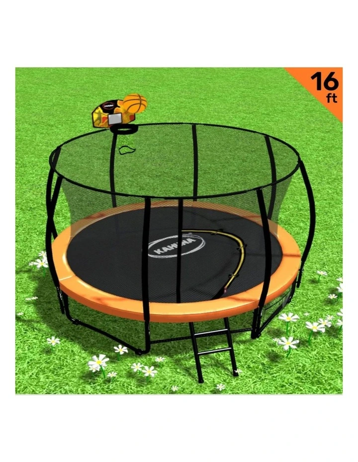 Kahuna Trampoline 16 ft with Basketball Set - Orange image 3