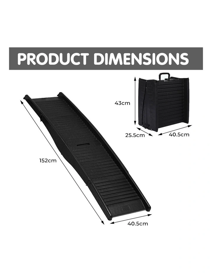 Furtastic 152cm Portable Dog Pet Ramp - Black image 3