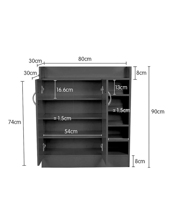 Sarantino 21 Pairs Shoe Cabinet Rack Storage Organiser 80 x 30 x 90cm in Black image 7
