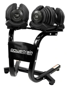 Powertrain 80kg Adjustable Dumbbell Set W Stand Home Gym Exercise Free Weights