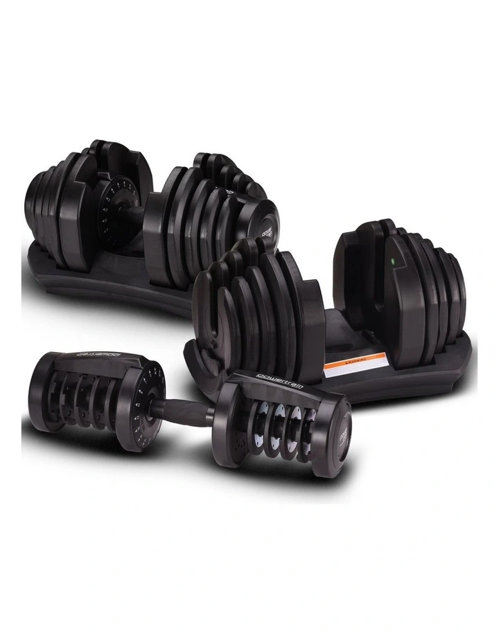Powertrain 80kg Adjustable Dumbbell Set W Stand Home Gym Exercise Free Weights image 2