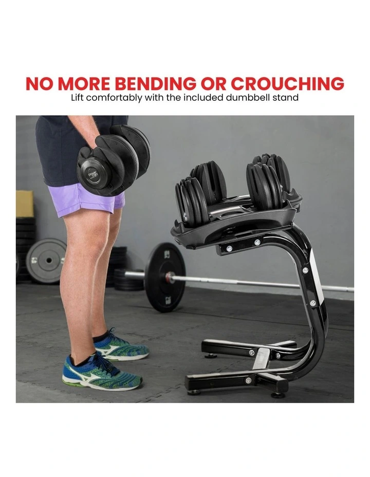 Powertrain 80kg Adjustable Dumbbell Set W Stand Home Gym Exercise Free Weights image 6