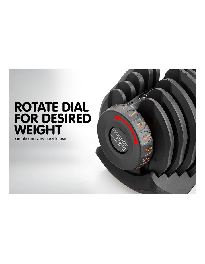 Powertrain 2x 40kg Adjustable Dumbbells and Stand w/10437 Adidas Bench image 4