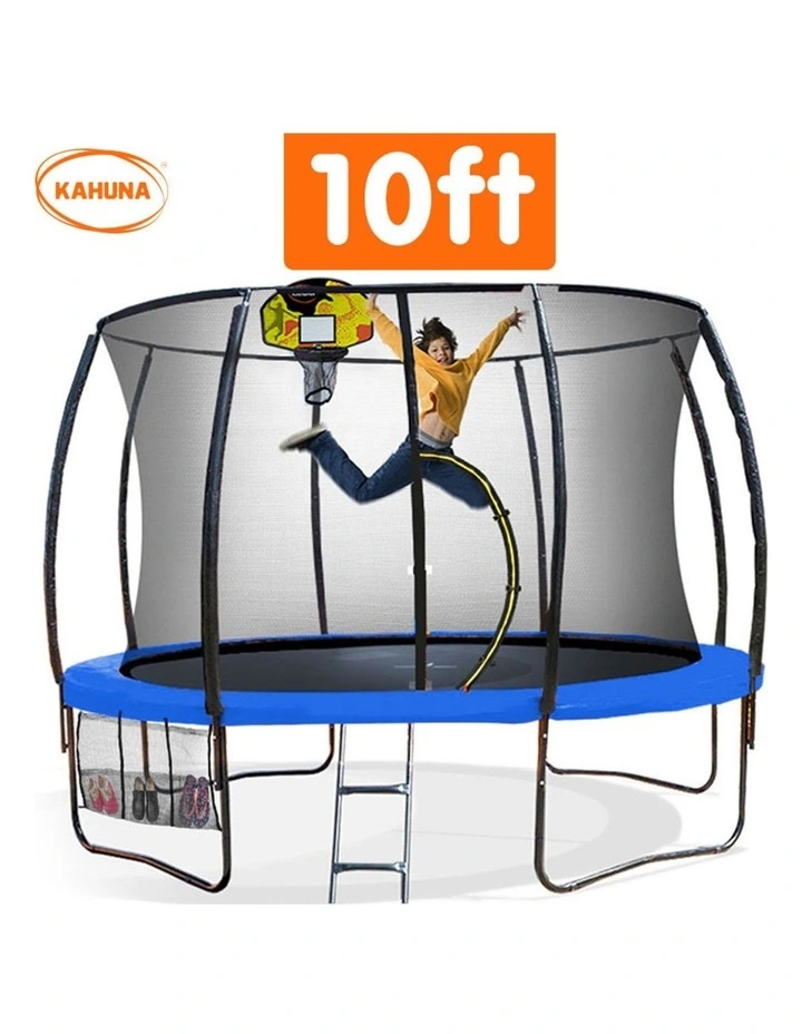Kahuna Trampoline 10 ft with Basketball Set - Blue image 2