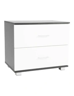 Bedside Table with Drawers MDF - Black White