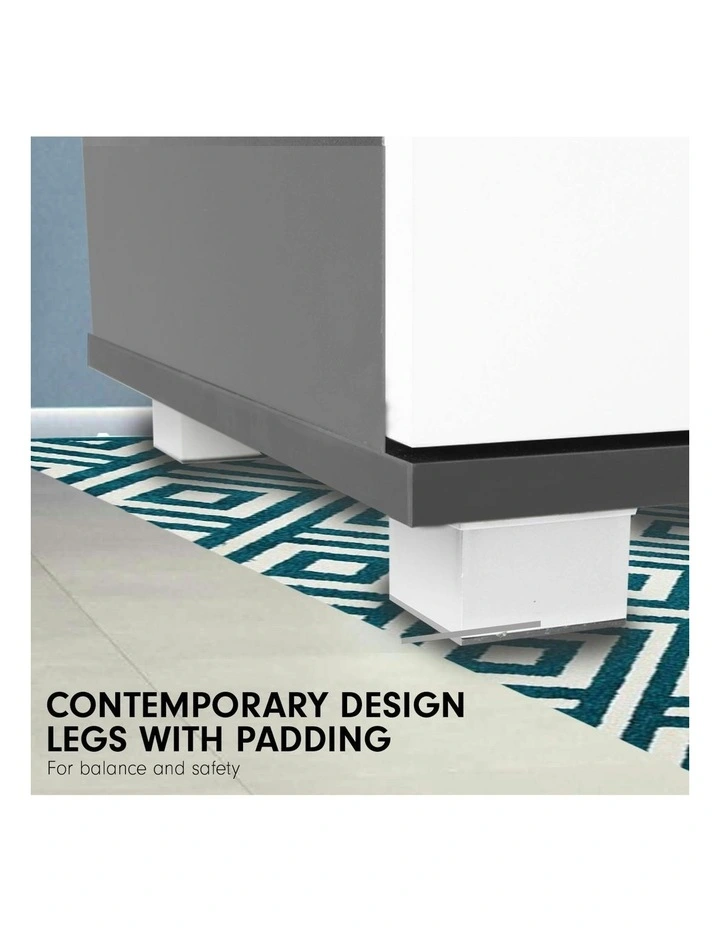 Bedside Table with Drawers MDF - Black White image 5