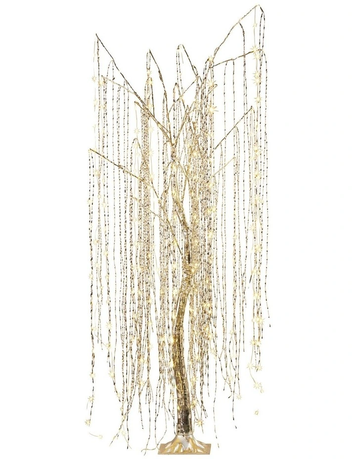 Christabelle Silver Willow Tree 180cm Christmas Display Warm White LED Lights Flexible Branches image 1