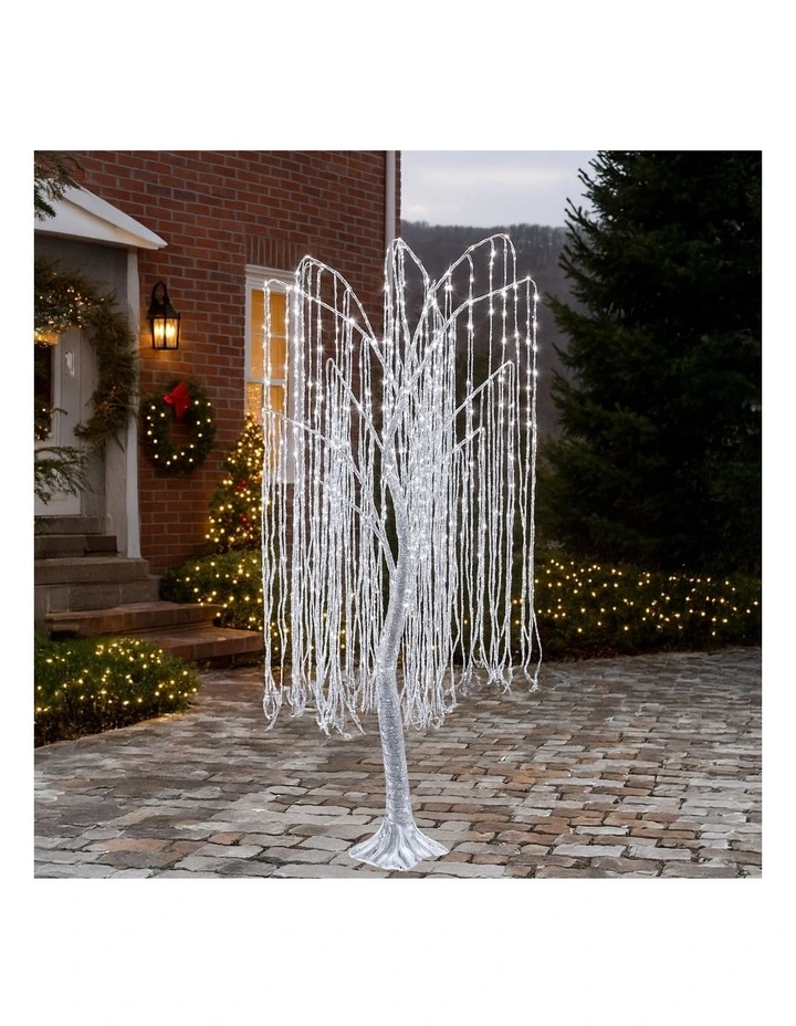 Christabelle Silver Willow Tree 180cm Christmas Display Warm White LED Lights Flexible Branches image 4