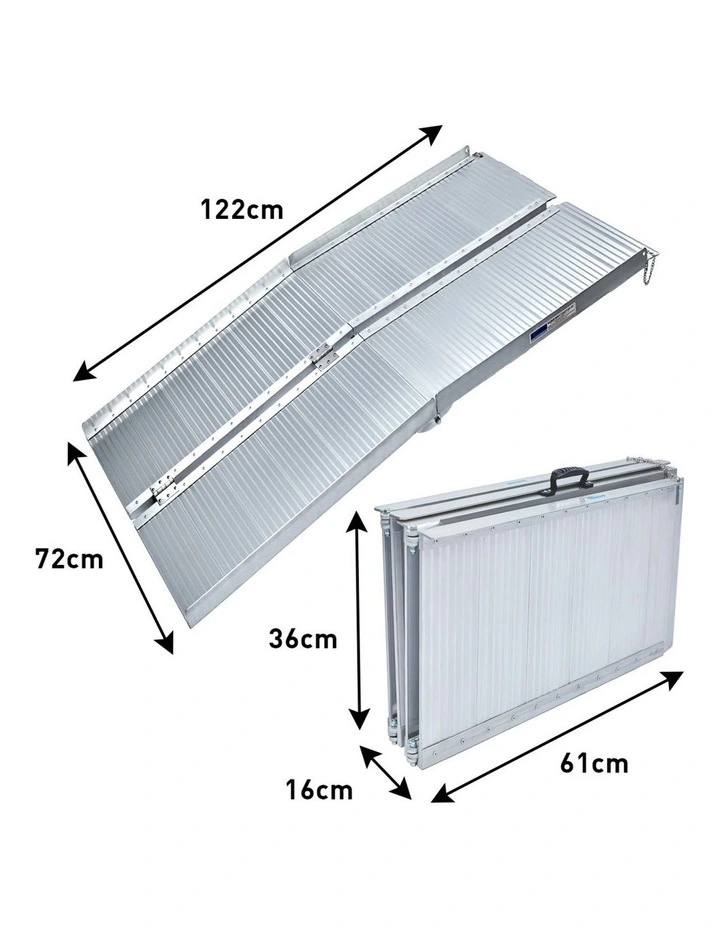 Kartrite 4ft Aluminium Foldable Wheelchair Ramp Non-Slip R02 Silver image 3