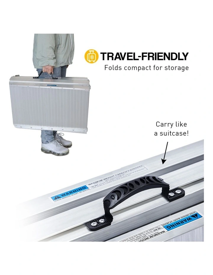 Kartrite 4ft Aluminium Foldable Wheelchair Ramp Non-Slip R02 Silver image 4