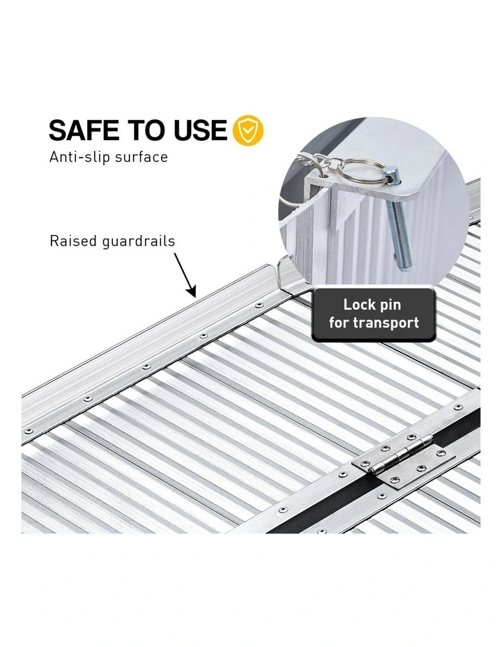 Kartrite 4ft Aluminium Foldable Wheelchair Ramp Non-Slip R02 Silver image 6