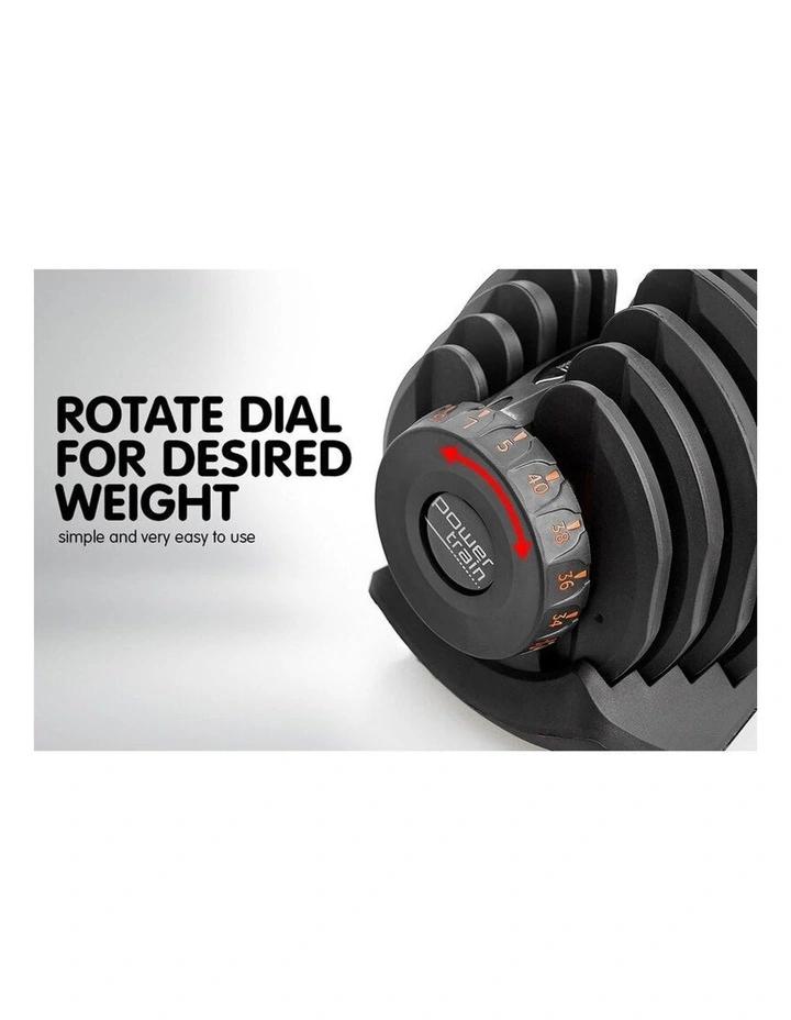 2x 40kg Powertrain Adjustable Dumbbells Home Gym w/10437 Adidas Bench image 4