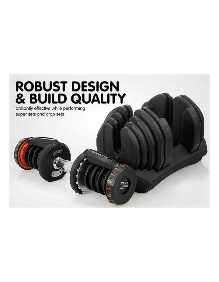 2x 40kg Powertrain Adjustable Dumbbells Home Gym w/10437 Adidas Bench image 6