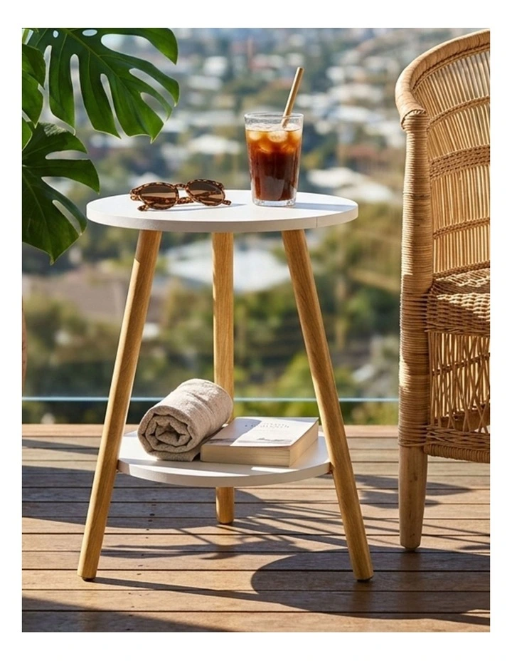 Levede Round Coffee Table 2-Layer Living Room End Tables Bedroom Side Tables image 7