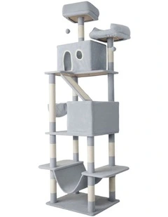 Pawz Cat Tree Tower Scratching Post Climbing House Bed Grey 206cm