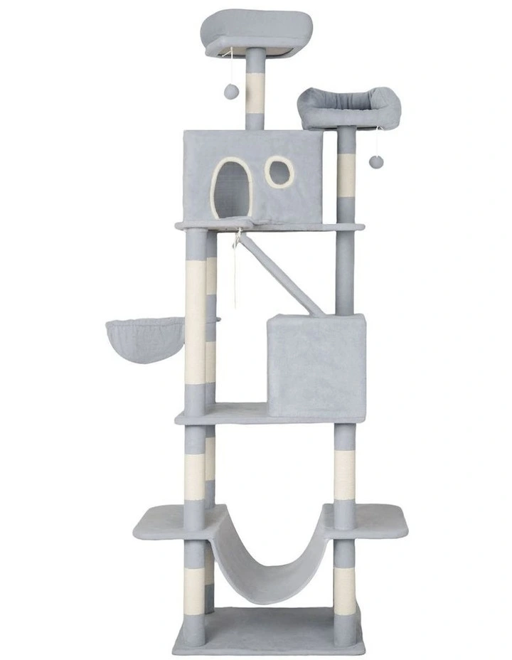 Pawz Cat Tree Tower Scratching Post Climbing House Bed Grey 206cm image 2