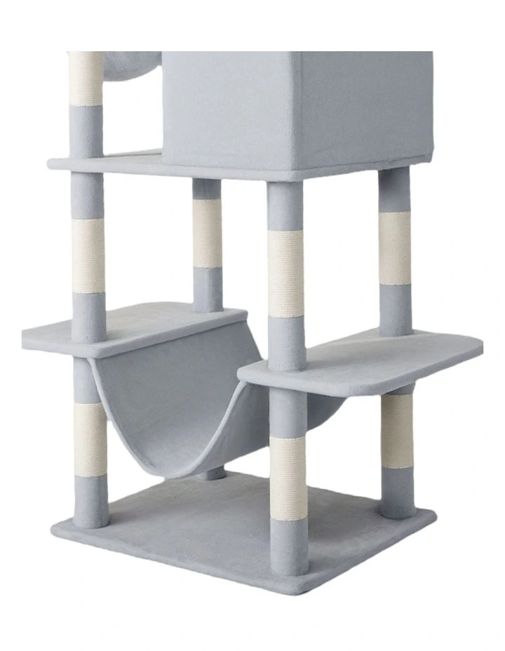 Pawz Cat Tree Tower Scratching Post Climbing House Bed Grey 206cm image 6