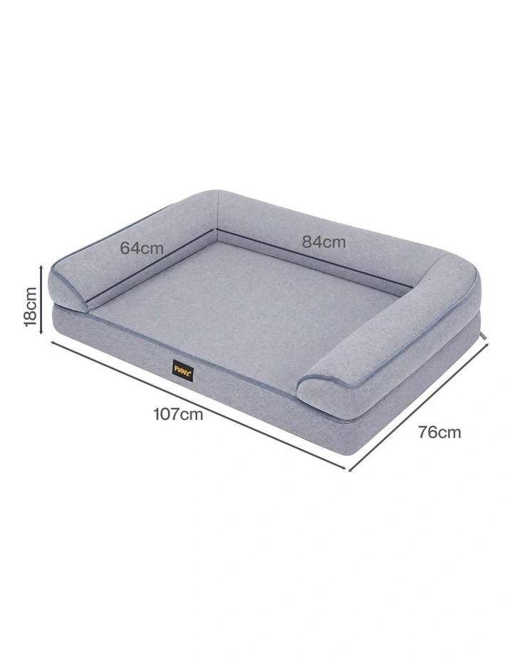 Pawz Cooling Orthopedic Dog Bed Waterproof Lining Washable Memory Foam Grey L image 3