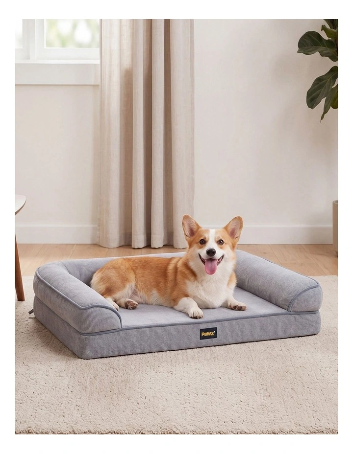 Pawz Cooling Orthopedic Dog Bed Waterproof Lining Washable Memory Foam Grey L image 7