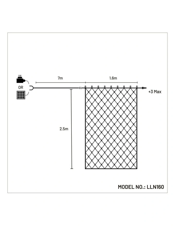 Dual Power 160 LED Connectable Net Light - Warm White image 1