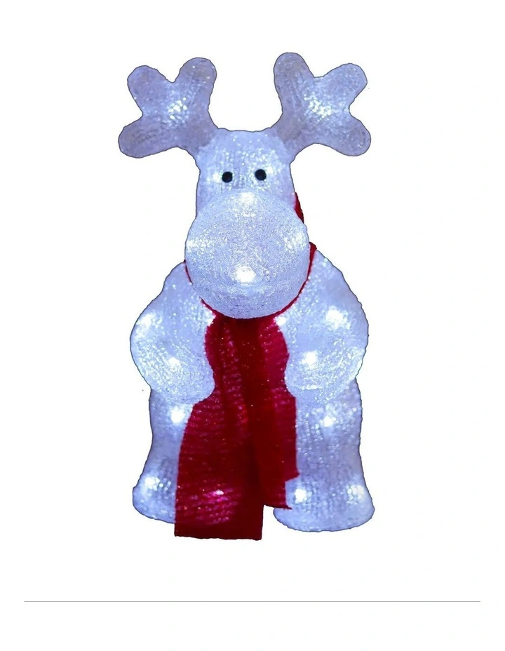Acrylic Deer with Red Scarf - H36cm - White LED image 1