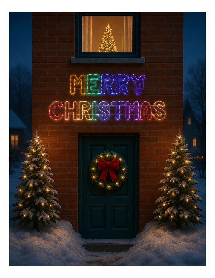 2.73m Rainbow 'Merry Christmas' Sign - Multicolour image 2