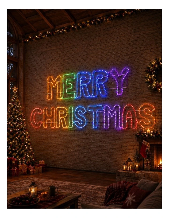2.73m Rainbow 'Merry Christmas' Sign - Multicolour image 3