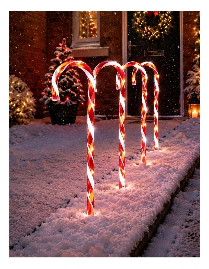 Set of 4 Connectable Candy Cane - Red & White image 3
