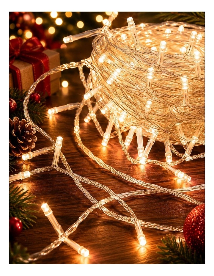 Battery Operated 400 LED String Light Clear Cable - Warm White image 4