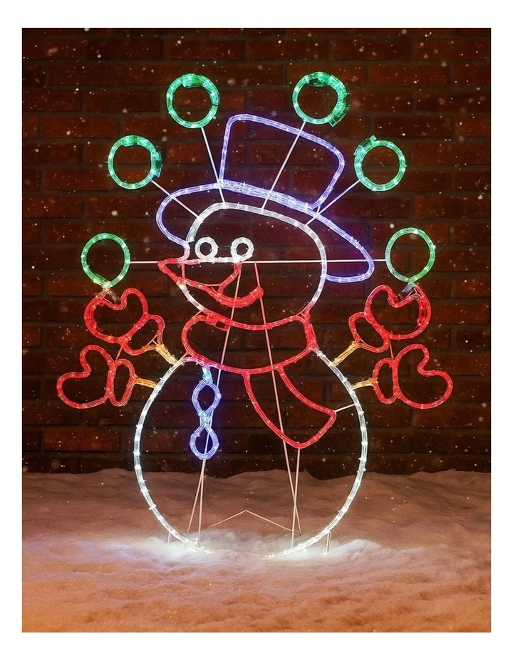 98Cm Juggling Snowman Animated Christmas Rope Light Silhouette image 1