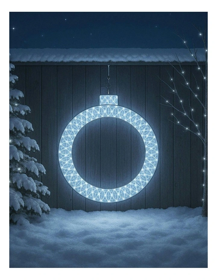 2D 1.2M Mesh Christmas Bauble Ring With Twinkle LED - White image 1
