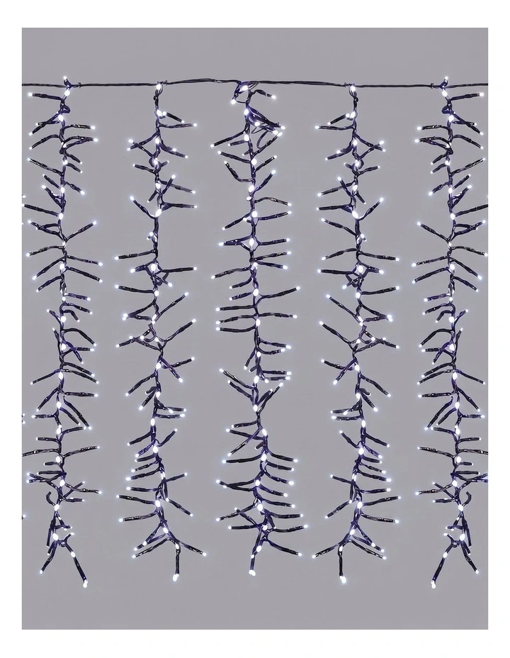 Waterfall Cluster Icicle Lights - White with White Waterfall image 1