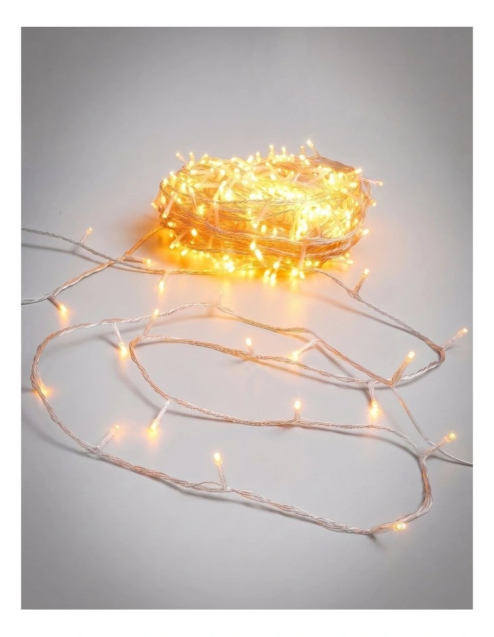 520 LED Connectable Fairy Light Chain Clear Cable - Amber image 1