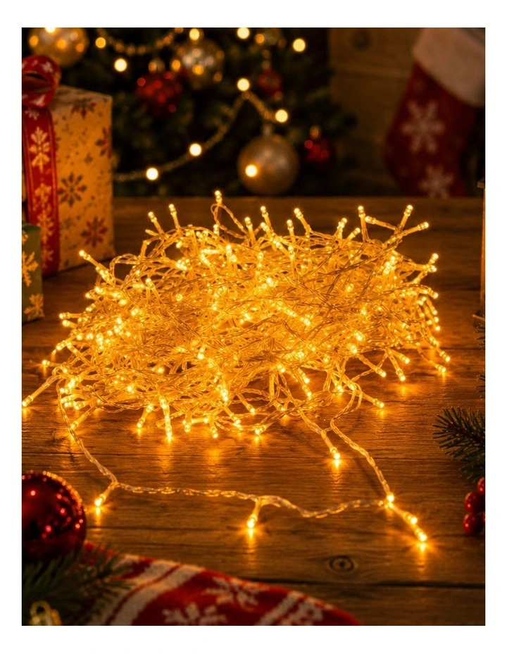520 LED Connectable Fairy Light Chain Clear Cable - Amber image 2