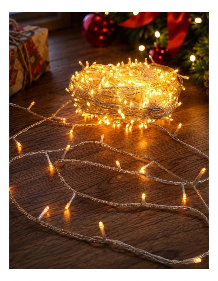 520 LED Connectable Fairy Light Chain Clear Cable - Amber image 3
