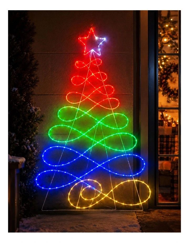 87x170cm Rope Light RGB Christmas Tree Silhouette image 2