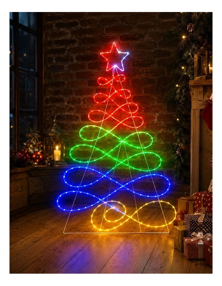 87x170cm Rope Light RGB Christmas Tree Silhouette image 3