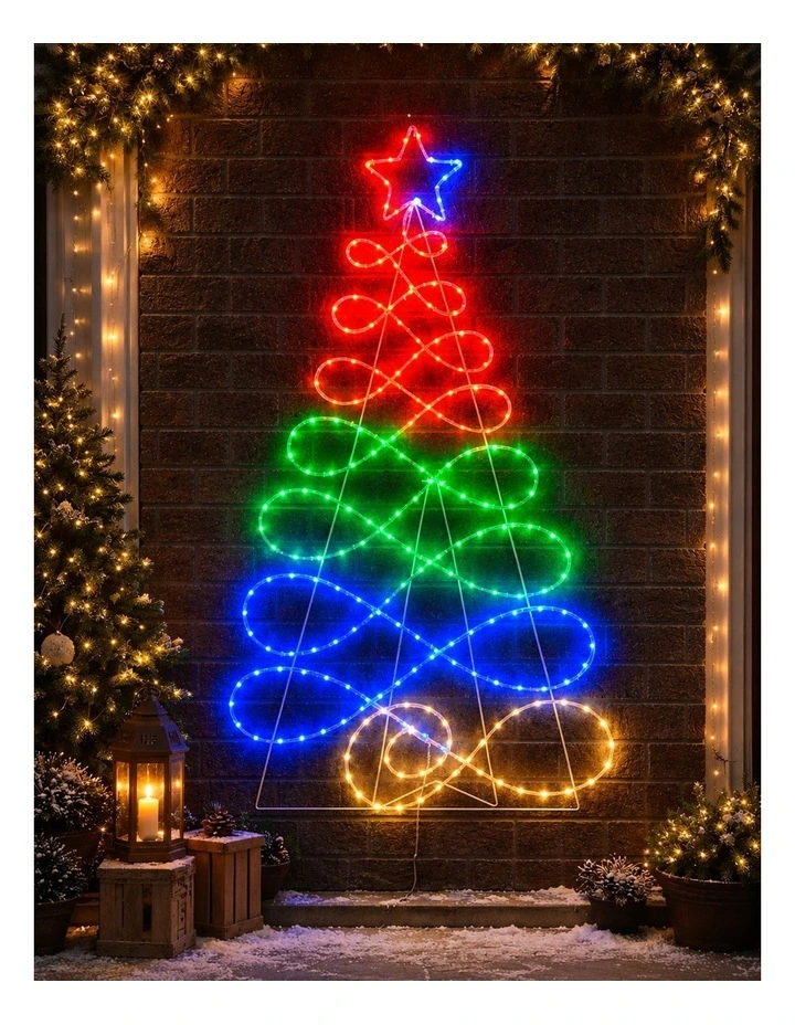 87x170cm Rope Light RGB Christmas Tree Silhouette image 5